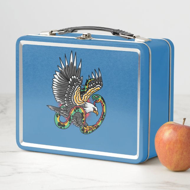 Eagle vs Snake Tattoo Design Metal Lunch Box (In Situ)