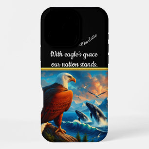 Eagle watches whales breach at sunset iPhone 16 pro max case