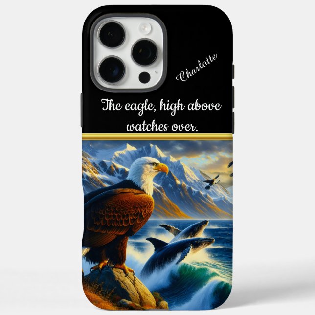 Eagle watches whales leap at sunset Case-Mate iPhone case (Back)