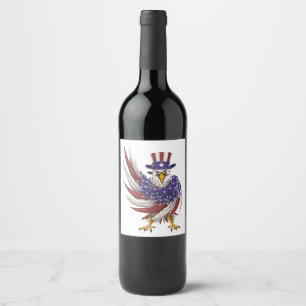 eagle wearing a uncle sam hat vector illustration wine label