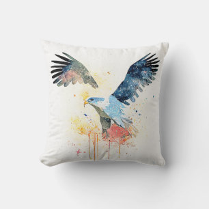 Eagle Wild Animal Nature Watercolor Art Painting Throw Pillow