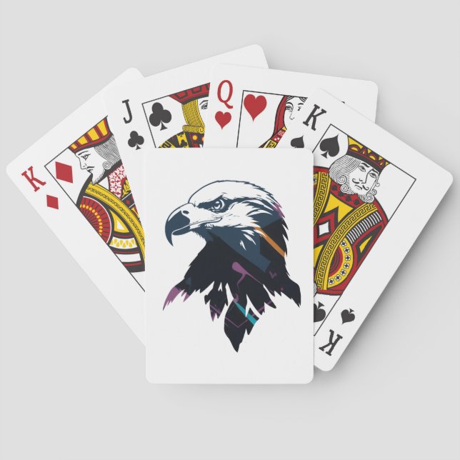 Eagle Wildlife Nature Illustration Silhouette Fly Playing Cards (Back)