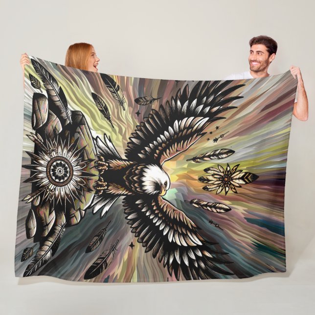 Eagle With A Flair of Colour Fleece Blanket (In Situ)