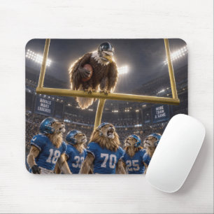 Eagle with a Football on a Goalpost with Lions Mouse Pad