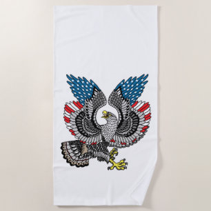 Eagle with American flag colour Beach Towel