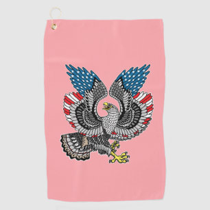 Eagle with American flag colour Golf Towel