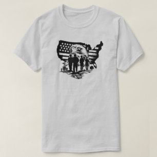 Eagle With American Flag & Soldiers T-Shirt