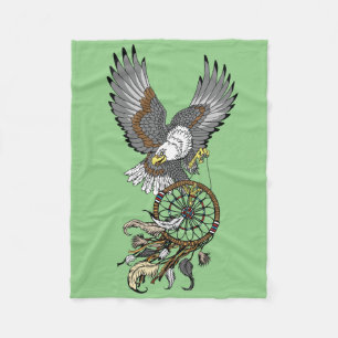 Eagle with American native indians dreamcatcher Fl Fleece Blanket