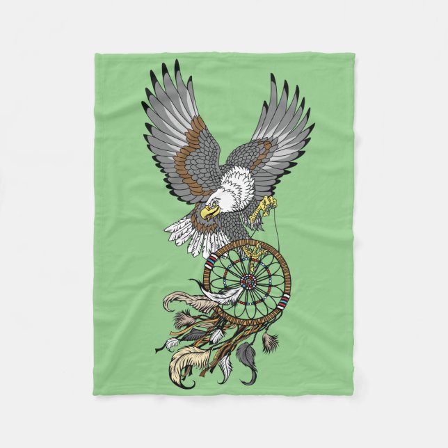 Eagle with American native indians dreamcatcher Fl Fleece Blanket (Front)