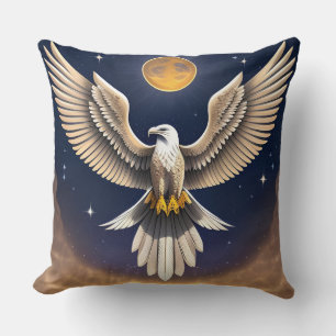 Eagle with Celestial Background Throw Pillow