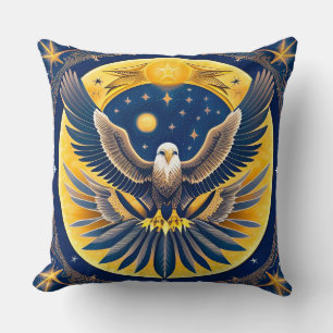 Eagle with Celestial Background Throw Pillow