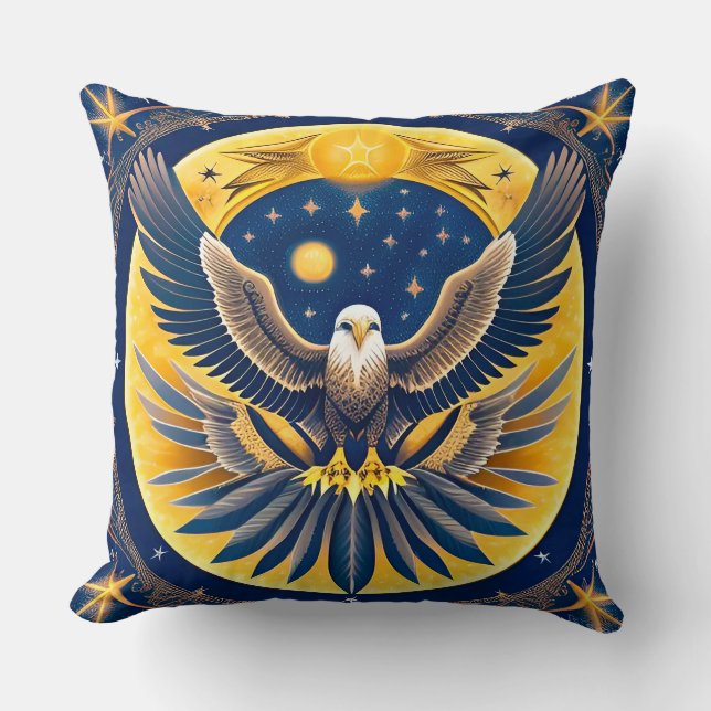 Eagle with Celestial Background Throw Pillow (Front)