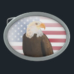 Eagle with Faded American Flag Belt Buckle<br><div class="desc">Show your love for America with this painted Eagle on a faded American flag.</div>