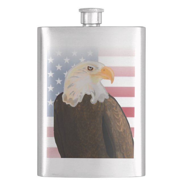 Eagle with Faded American Flag Hip Flask (Front)