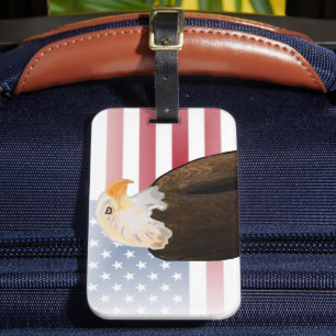 Eagle with Faded American Flag Luggage Tag
