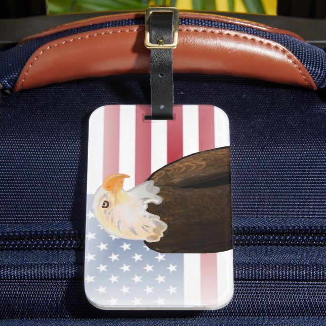 Eagle with Faded American Flag Luggage Tag (Front Insitu 2)