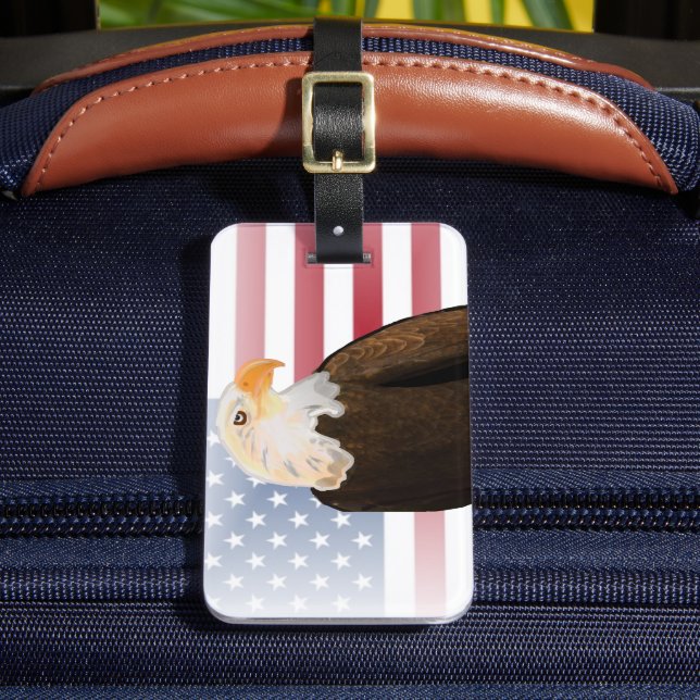 Eagle with Faded American Flag Luggage Tag (Front Insitu 2)