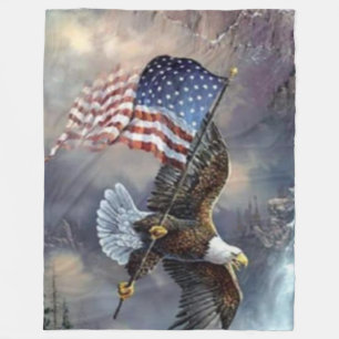 EAGLE WITH FLAG FLEECE BLANKET