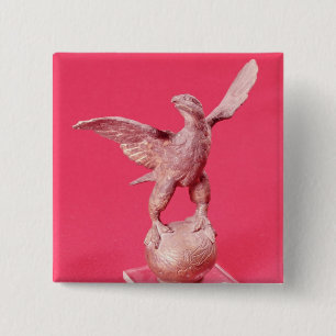 Eagle with spread wings on a ball 2 inch square button