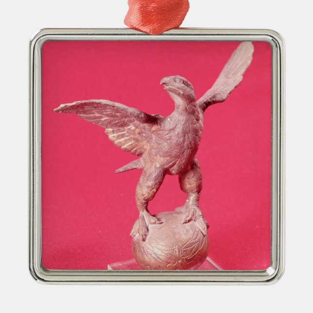 Eagle with spread wings on a ball metal ornament (Front)