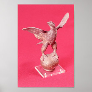 Eagle with spread wings on a ball poster