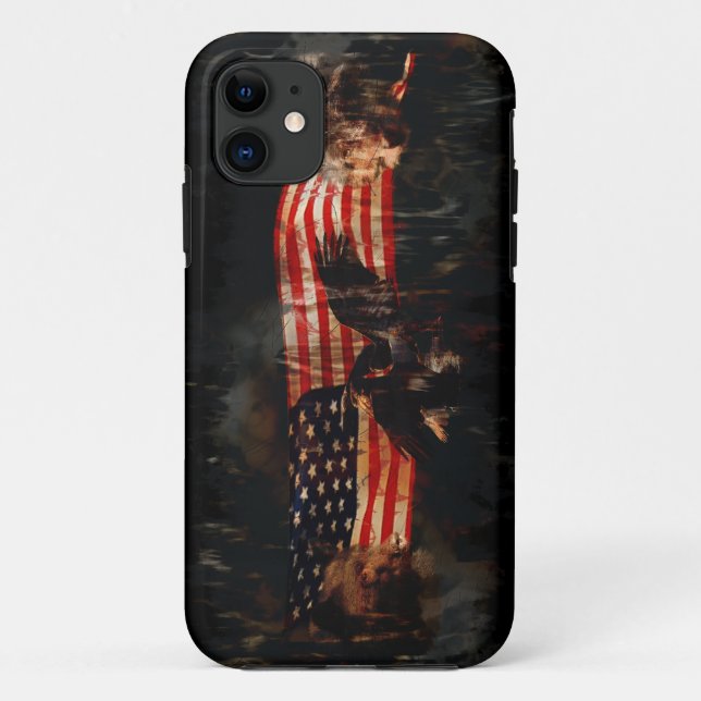 Eagles, Bear, Wolf, American Flag US Patriotic Case-Mate iPhone Case (Back)
