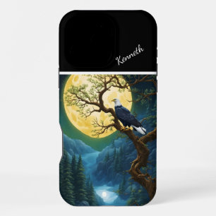 Eagle's Golden Moonlit Willow Scene iPhone 16 Pro Max Case