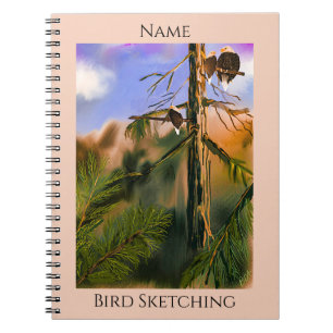 Eagles in Trees Personalized Text Birds Eye View Notebook