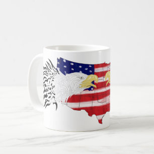 Eagles Over America Painted Flag Coffee Mug