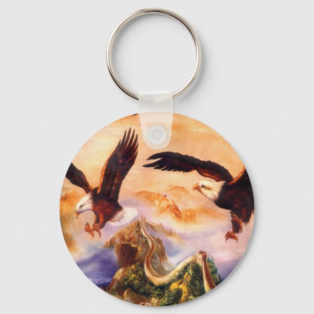 Eagles over the Great wall of China Keychain (Front)