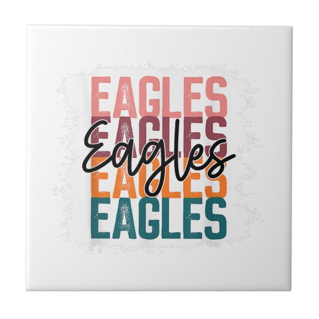 Eagles School Sports Fan Team Spirit  Tile (Front)