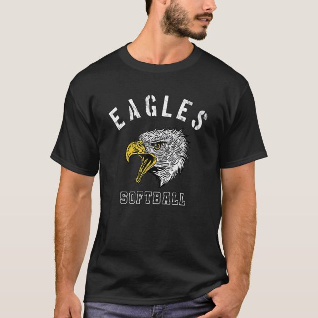 Eagles Softball School Spirit Team Mascot Game Nig T-Shirt (Front)