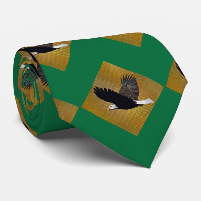 Eagles Sports Green Gold Necktie (Rolled)