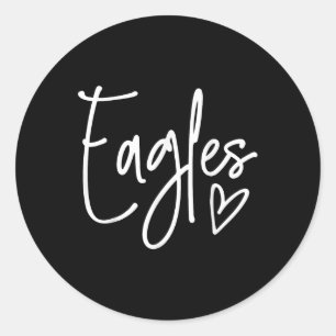 Eagles Team Pride School Spirit Heart T-shirt.png Classic Round Sticker