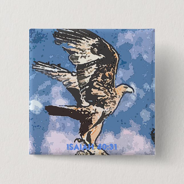 Eagles Wings - Isaiah 40:31 2 Inch Square Button (Front)