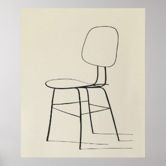 Eames Chair mid century modern minimalist line art Poster
