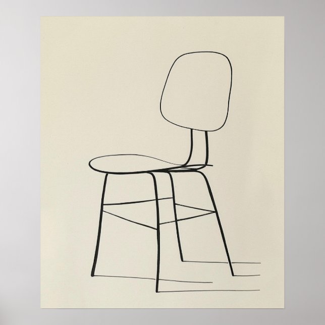 Eames Chair mid century modern minimalist line art Poster (Front)