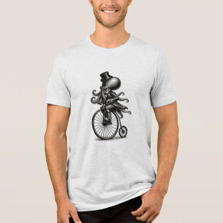 eampunk Victorian Octopus Riding Penny Farthing Bi Tri-Blend Shirt
