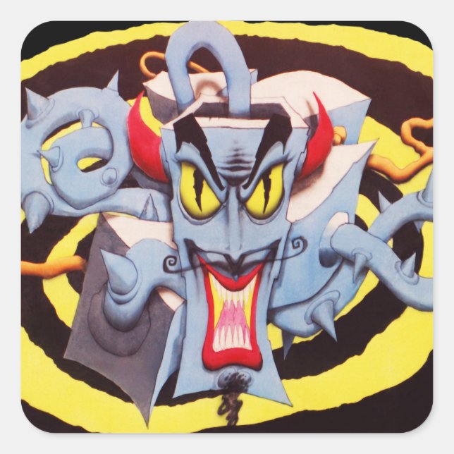 Ear Assaulting Wicked Mad Devil Sound System Square Sticker (Front)