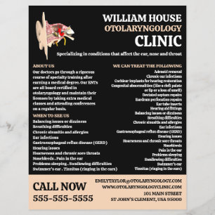 Ear Design, Otolaryngologist Otolaryngology Clinic Flyer