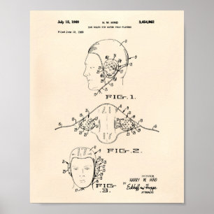 Ear Guard Water Polo 1969 Patent Art Old Peper Poster