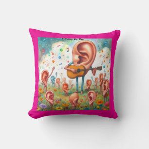 Ear Guitar Recital: Playing By Ear Throw Pillow