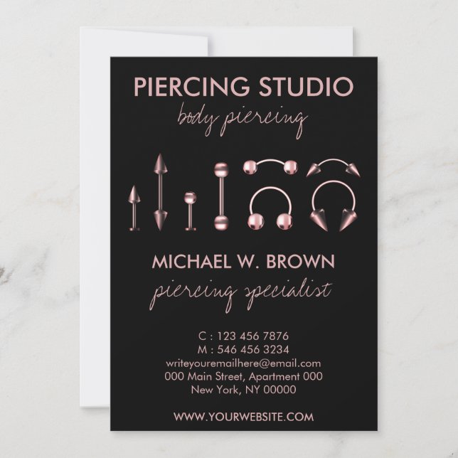Ear Piercing Care Aftercare Tips Instructions Thank You Card (Front)