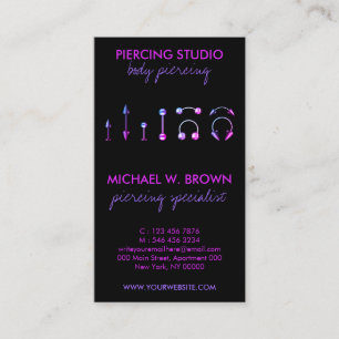 Ear Piercing Care Instructions Purple Body Jewelle Business Card
