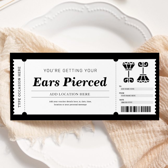 Ear Piercing Gift Certificate Voucher Invitation (Creator Uploaded)