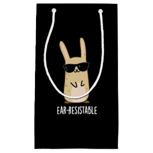 Ear-resistable Funny Bunny Rabbit Pun Dark BG Small Gift Bag