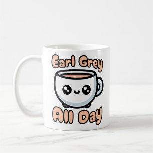 Earl Grey All Day! Cute Earl Gray Tea Pun Cartoon Coffee Mug