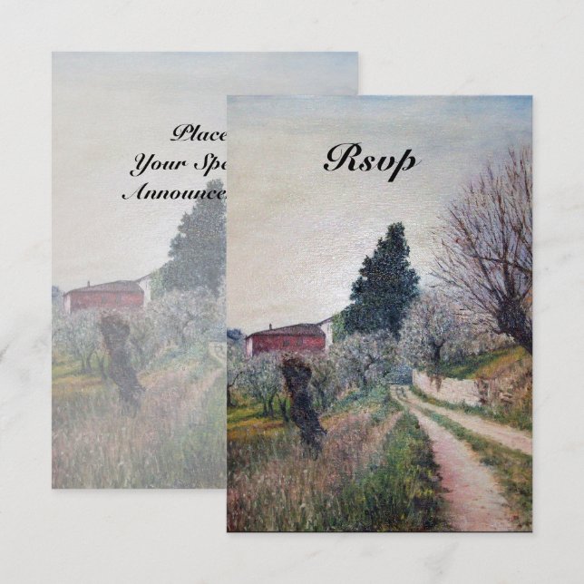 EARLIEST SPRING IN TUSCANY LANSCAPE rsvp  Invitation (Front/Back)
