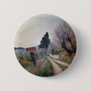 EARLIEST SPRING IN VERNALESE / Tuscany Landscape 2 Inch Round Button