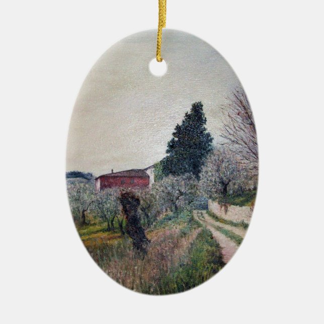 EARLIEST SPRING IN VERNALESE / Tuscany Landscape Ceramic Ornament (Front)